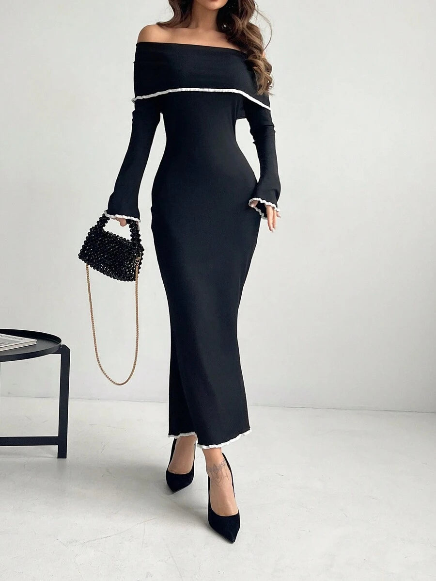 Sukienka maxi z falbaną