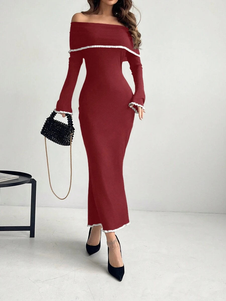 Sukienka maxi z falbaną